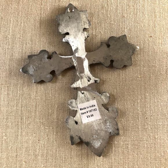 Silver Tone Decorative Fluer Di Lis Metal Cross - Picture 3 of 4
